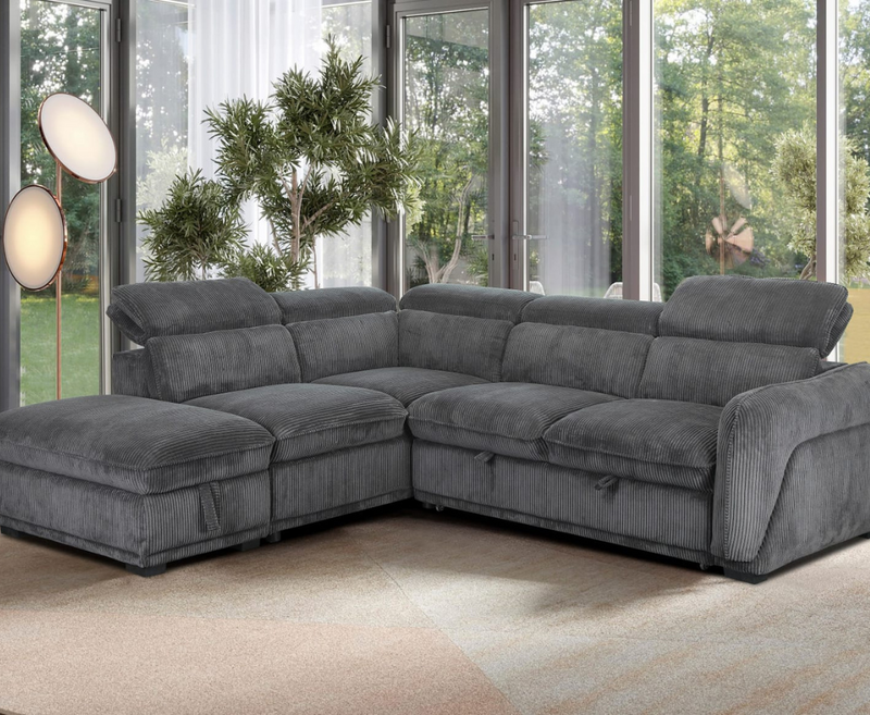 Palmer LHF Corner Sofa Bed - Dark Grey