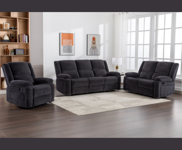Perrie 2+1+1 Seater Reclining Sofa Set - Charcoal