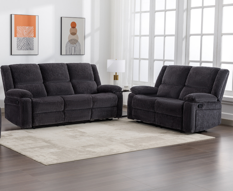 Perrie 3+2 Seater Reclining Sofa Set - Charcoal