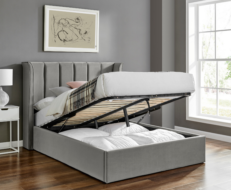 Polaris 5ft Kingsize Ottoman Bed Frame - Silver