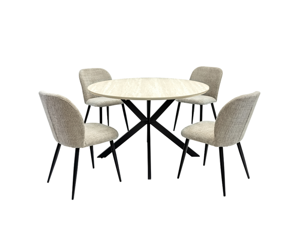 Realt 1.2m 5PC Round Dining Set - Beige