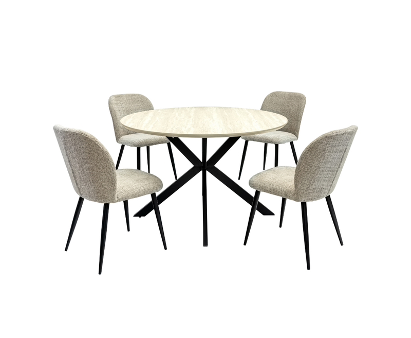 Realt 1.2m 5PC Round Dining Set - Beige