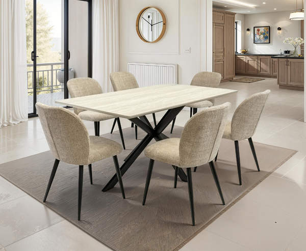 Realt 1.6m 7PC Dining Set - Beige