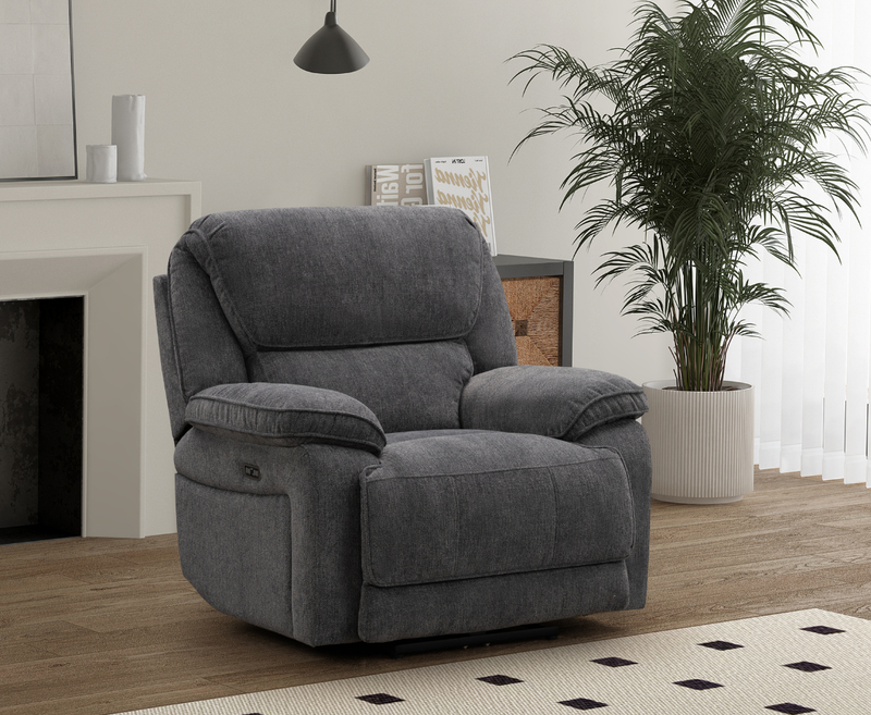 Seymour 3+2+1 Seater Electric Sofa Set - Dark Grey