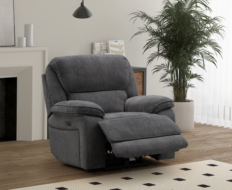 Seymour 3+2+1 Seater Electric Sofa Set - Dark Grey