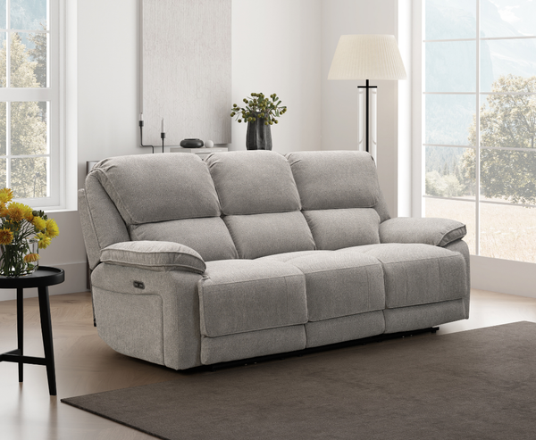 Seymour 3+1+1 Seater Electric Sofa Set - Light Grey