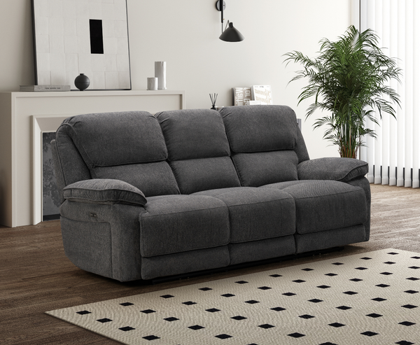 Seymour 3+1+1 Seater Electric Sofa Set - Dark Grey