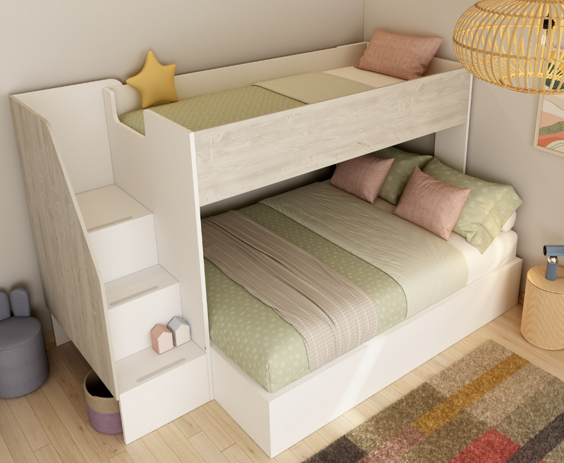 Eabha 4ft6 Triple Bunk Bed - Casc oak