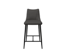 Zara Leather Bar Stool - Dark Grey