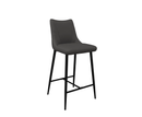 Zara Leather Bar Stool - Dark Grey