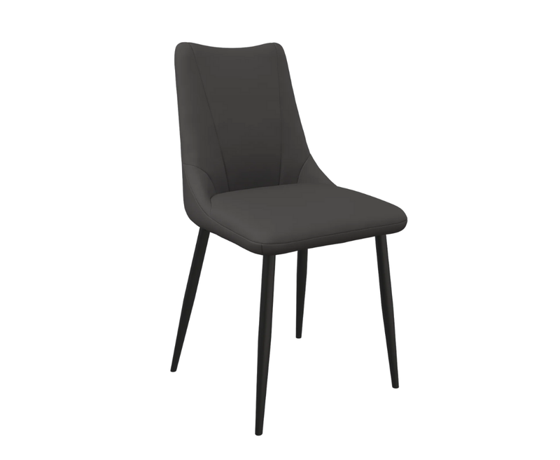Zara Leather Dining Chair - Dark Grey