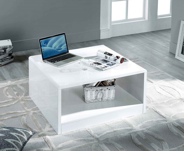 New York High Gloss White Square Coffee Table