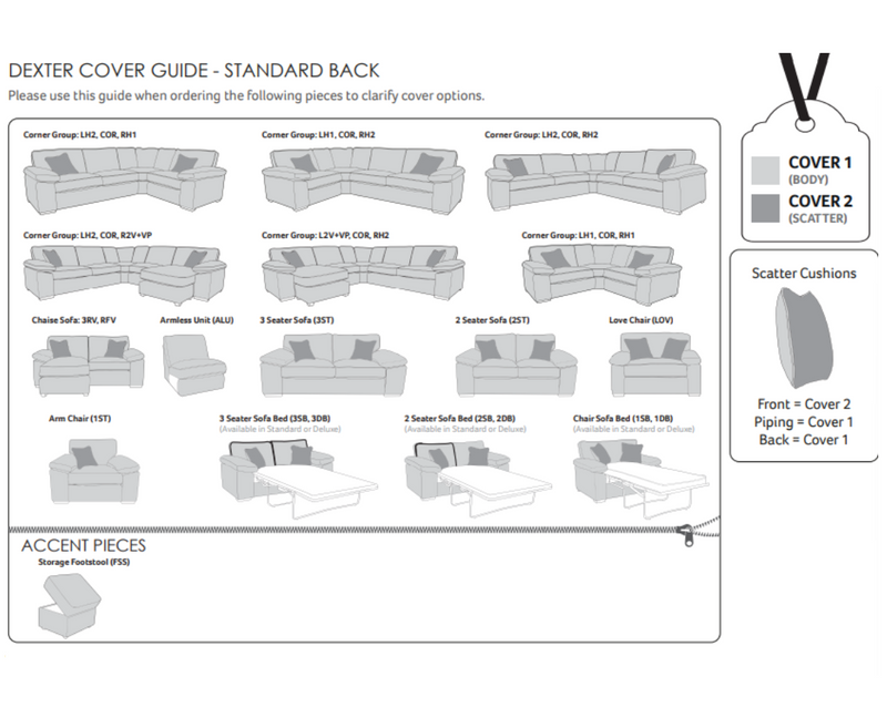 Dexter Corner Group Sofa  - LH1/COR/RH1 - Standard Back