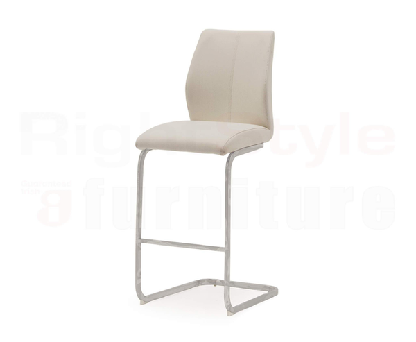 Set of 2 Elis Bar Chairs,  Chrome Leg White