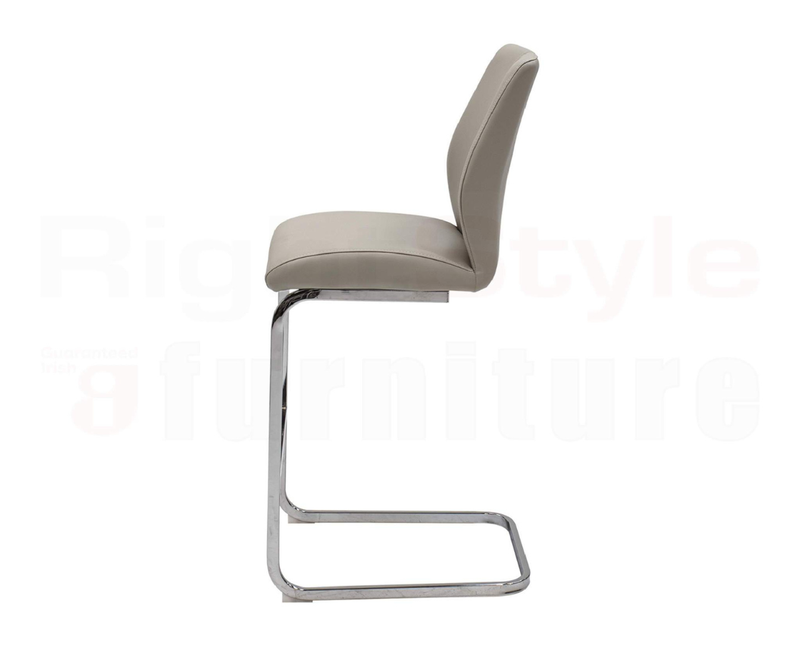 Set of 2 Elis Bar Chairs, Chrome Leg Taupe