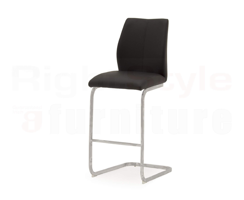 Set of 2 Elis Bar Chairs, Chrome Leg Black
