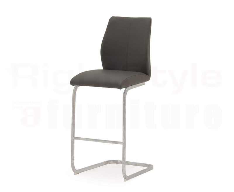 Set of 2 Elis Bar Chairs, Chrome Leg Grey