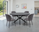Farz 1.2m Extending 5PC Round Dining Set - Charcoal