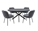 Farz 1.2m Extending 5PC Round Dining Set - Charcoal