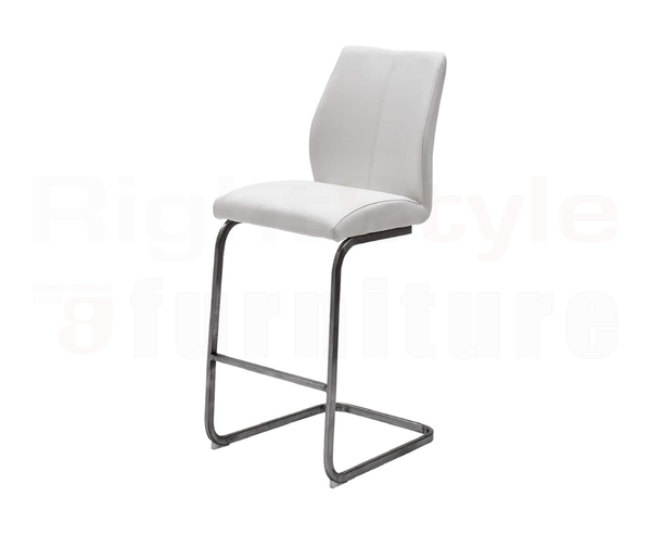 Set of 2 Irma Bar chairs,  Brushed Steel White
