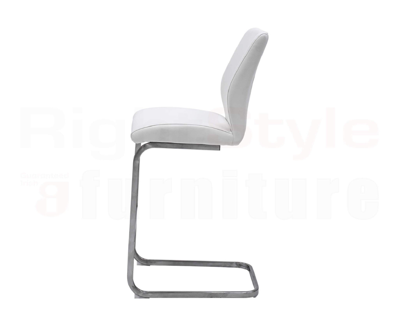 Set of 2 Irma Bar chairs,  Brushed Steel White