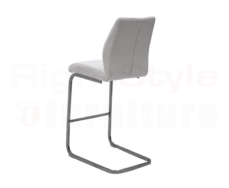 Set of 2 Irma Bar chairs,  Brushed Steel White