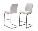 Set of 2 Irma Bar chairs,  Brushed Steel White