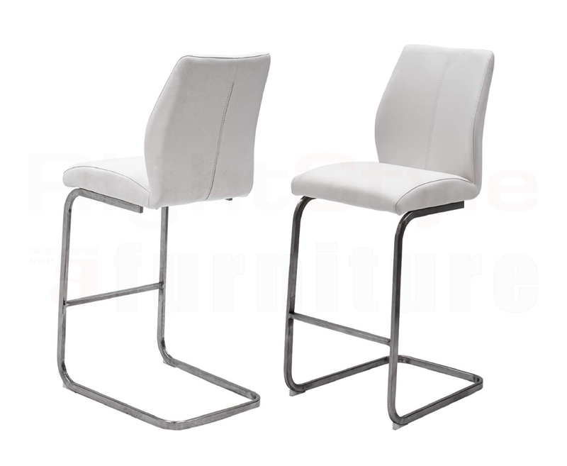 Set of 2 Irma Bar chairs,  Brushed Steel White