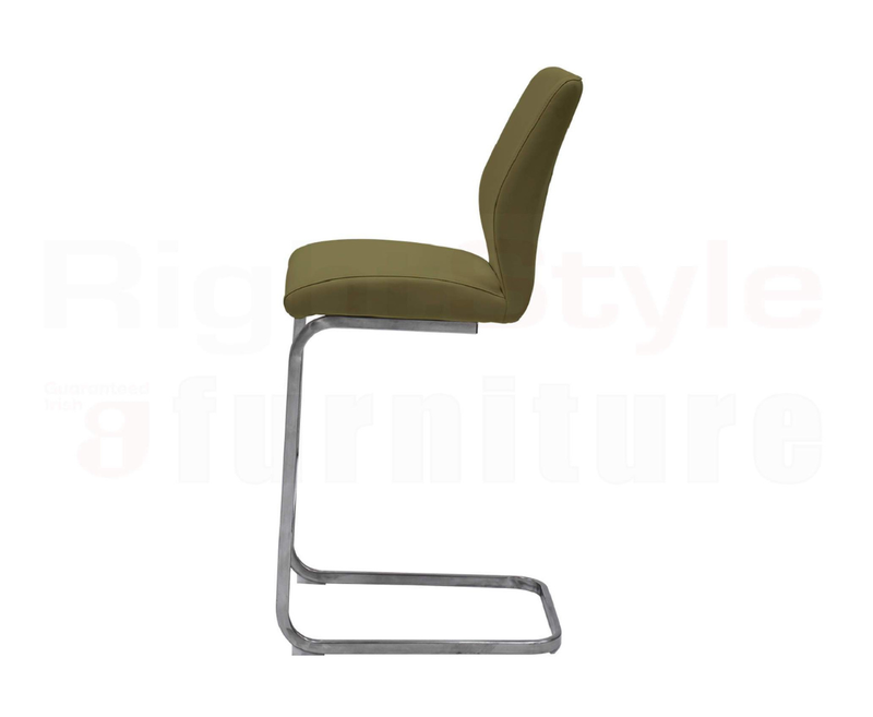 Set of 2 Irma Bar chairs,  Brushed Steel Olive
