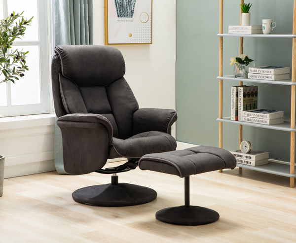 Kenmare Chair and Footstool - Dark Grey