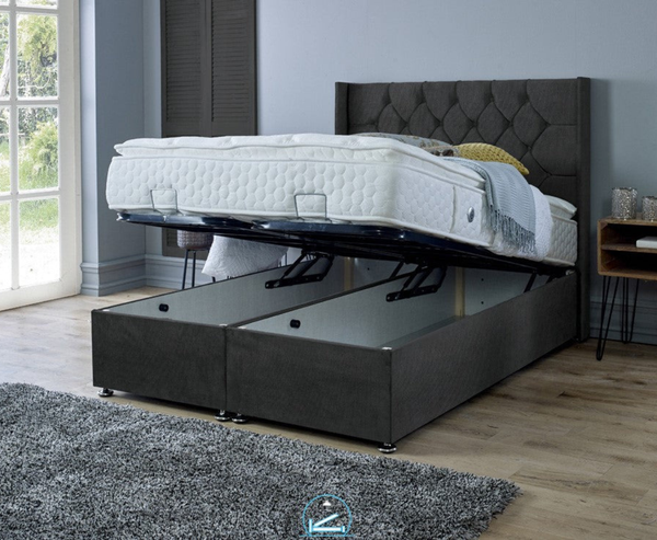 Marlon 4ft 6 Ottoman Bed Frame- Velvet Blue