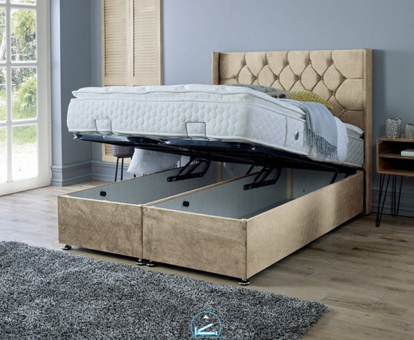 Marlon 3ft Single Ottoman Bed Frame- Velvet Blue