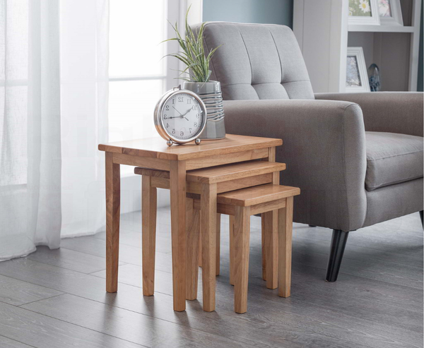 Clare Nest Of Tables - Natural Oak Finish