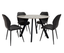 Saldini 1.07M Round Table with 4 Sheldon Chair Set - Grey