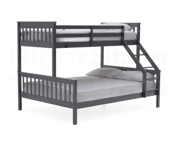 Salix Bunk Bed Frame, 3ft Single & 4ft 6 Double - Grey
