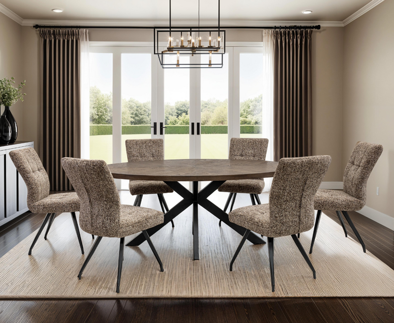 Samara 1.8m Oval Dining with 6 Arabella Chairs set - Dark Oak