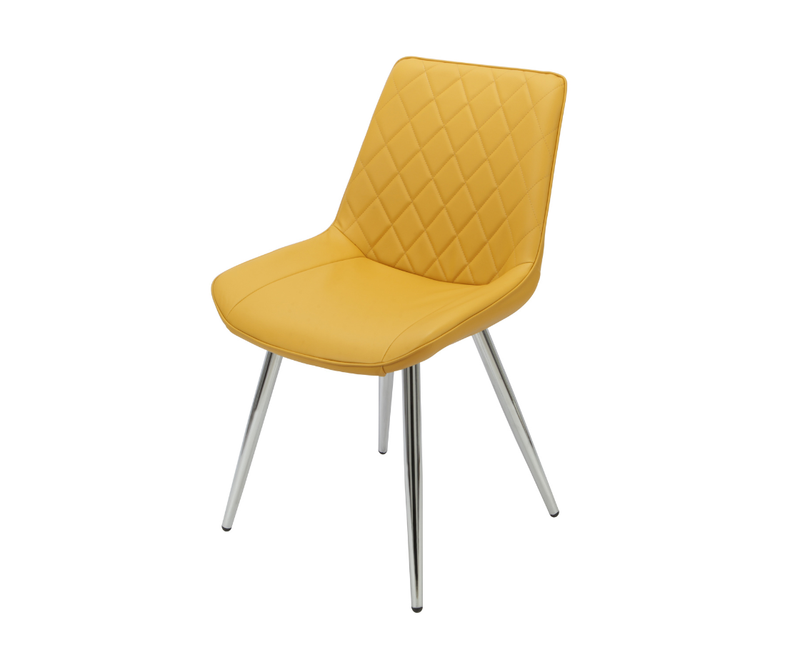 Silvia Yellow Chair PU with Chrome Legs