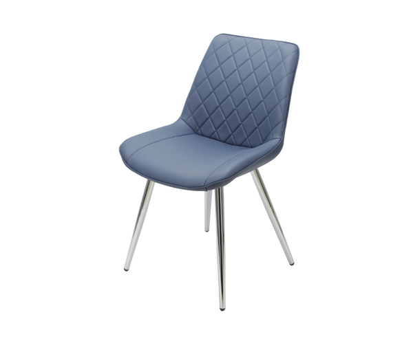 Silvia Blue Chair PU with Chrome Legs