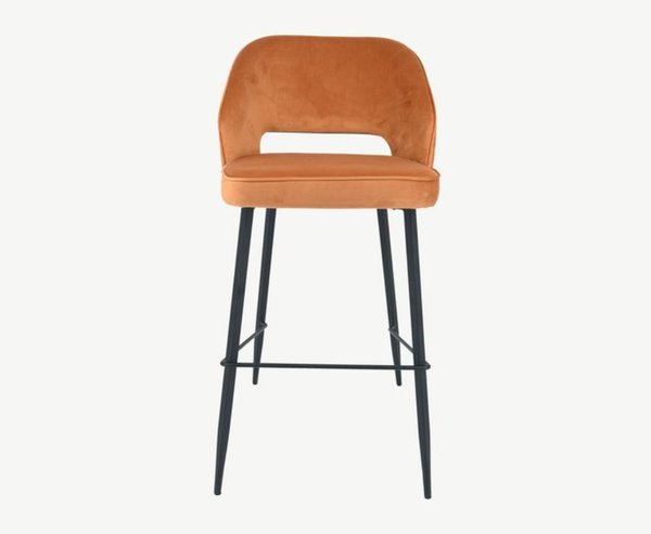 Sutton Velvet Bar Stool - Rust