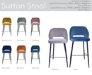 Sutton Velvet Bar Stool - Navy