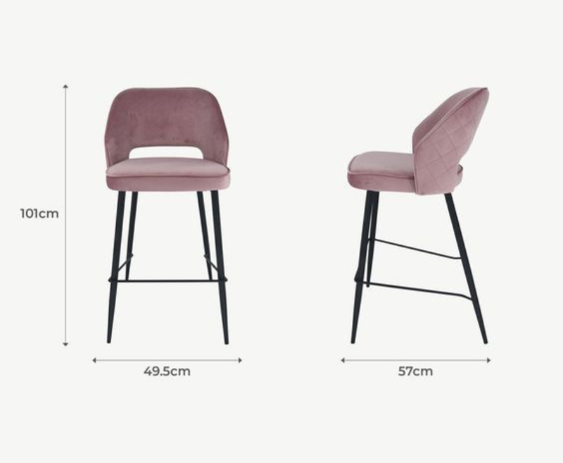 Sutton Velvet Bar Stool - Pink