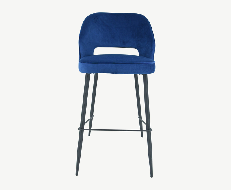 Sutton Velvet Bar Stool - Navy