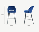 Sutton Velvet Bar Stool - Navy