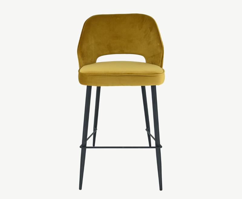 Sutton Velvet Bar Stool - Mustard