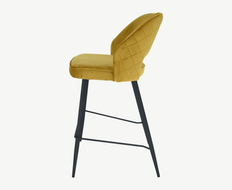 Sutton Velvet Bar Stool - Mustard