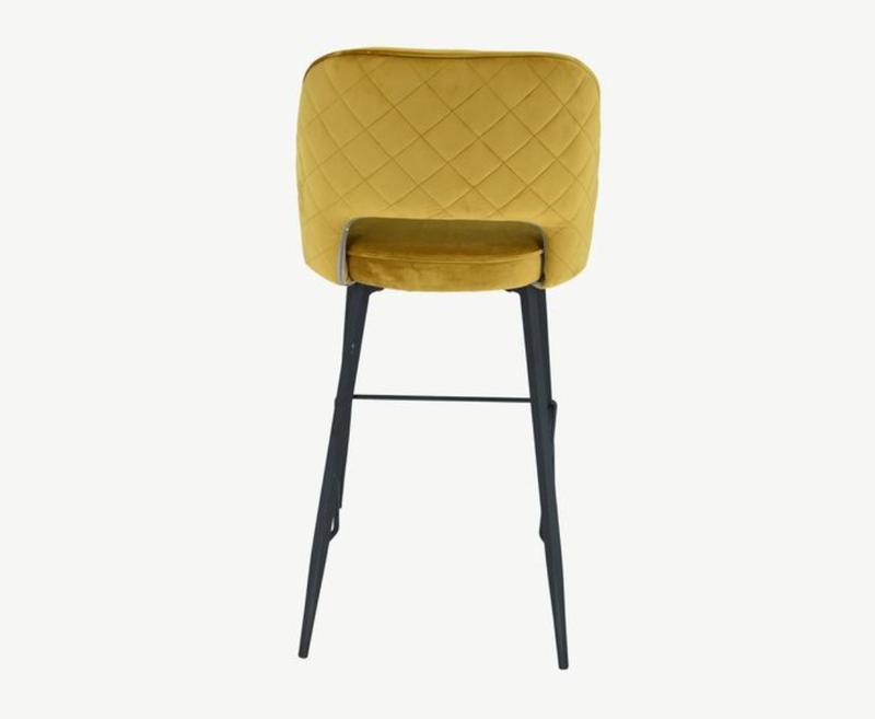 Sutton Velvet Bar Stool - Mustard