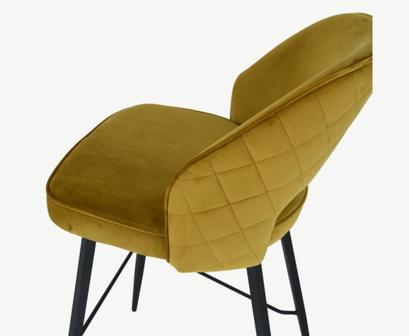 Sutton Velvet Bar Stool - Mustard