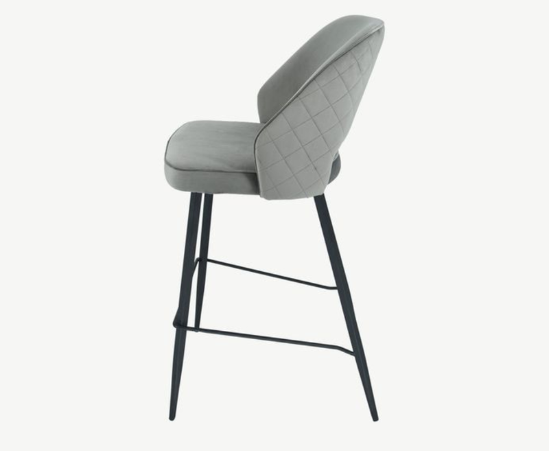 Sutton Velvet Bar Stool - Grey