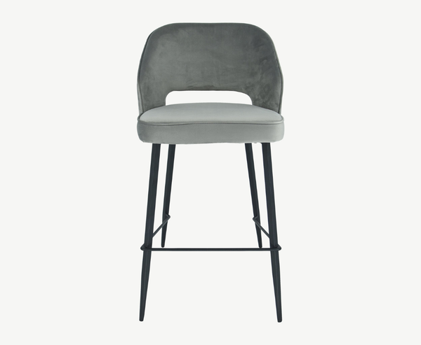 Sutton Velvet Bar Stool - Grey