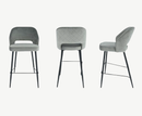 Sutton Velvet Bar Stool - Grey